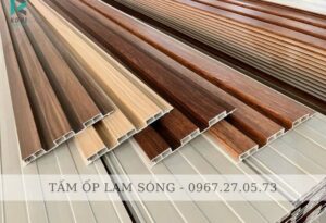 Tấm ốp lam sóng nhựa giả gỗ + Lam 3 sóng, 4 sóng to nhỏ